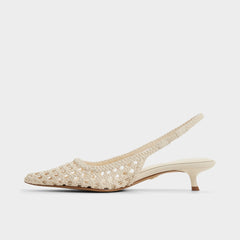 Violettia in Light Beige - Sling back high heel, Kitten heel