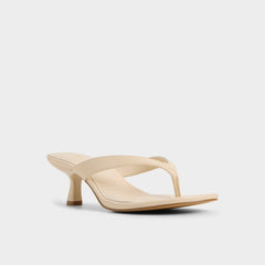 Jump in Cream - Heeled flip flop, Kitten heel