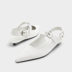 Kellya White Women's Slingbacks - Sling back high heel, Kitten heel