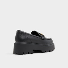 Oneameth Black Synthetic Smooth Women's Loafers & Oxfords - Loafer, Lug sole