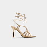 Curacao in Gold - Strappy heeled sandal, Stiletto heel