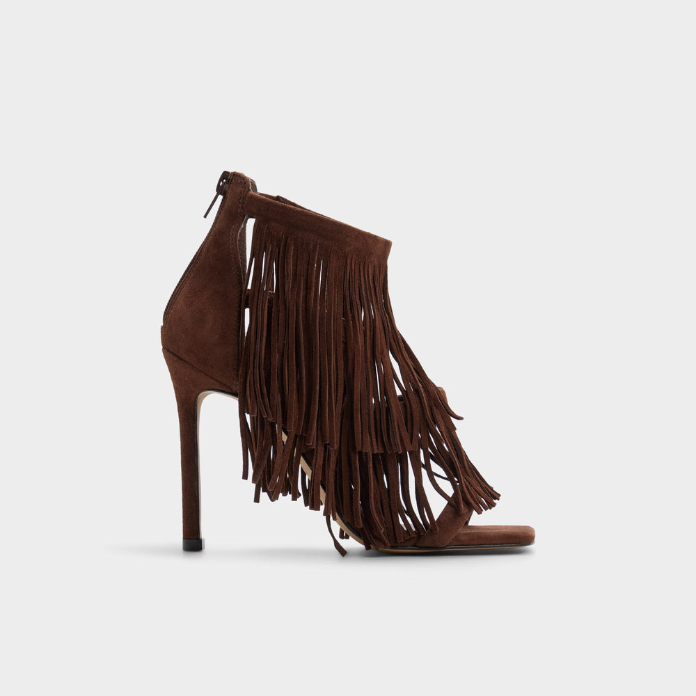 Nahana in Dark Brown - Strappy heeled sandal, Stiletto heel