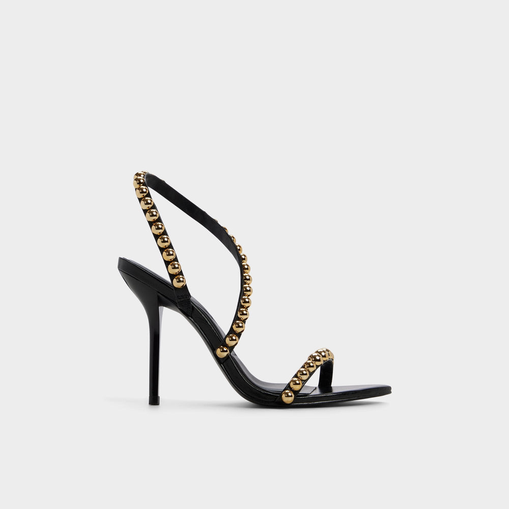 Attey in Black - Strappy heeled sandal, Stiletto heel