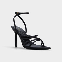 Solania Black Women's Strappy sandals - Strappy heeled sandal, Stiletto heel
