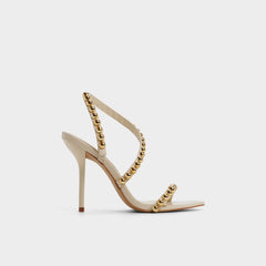 Attey in Cream - Strappy heeled sandal, Stiletto heel