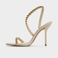 Attey in Cream - Strappy heeled sandal, Stiletto heel