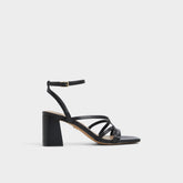 Esther Black Women's Block heels - Strappy heeled sandal, Block heel