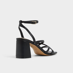 Esther Black Women's Block heels - Strappy heeled sandal, Block heel