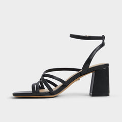 Esther Black Women's Block heels - Strappy heeled sandal, Block heel