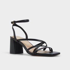 Esther Black Women's Block heels - Strappy heeled sandal, Block heel