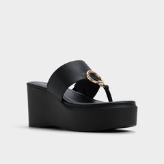 Friegan in Black - Slide sandal, Wedge heel