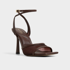Sharra in Dark Brown - Strappy heeled sandal, Stiletto heel