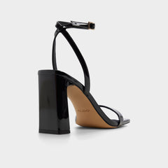 Azzira in Black - Strappy heeled sandal, Block heel