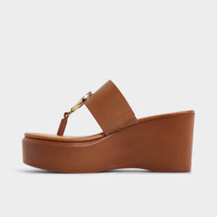 Friegan in Medium Brown - Slide sandal, Wedge heel