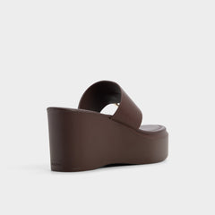 Friegan in Dark Brown - Slide sandal, Wedge heel