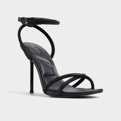 Manaelden Black Women's Strappy sandals - Strappy heeled sandal, Stiletto heel