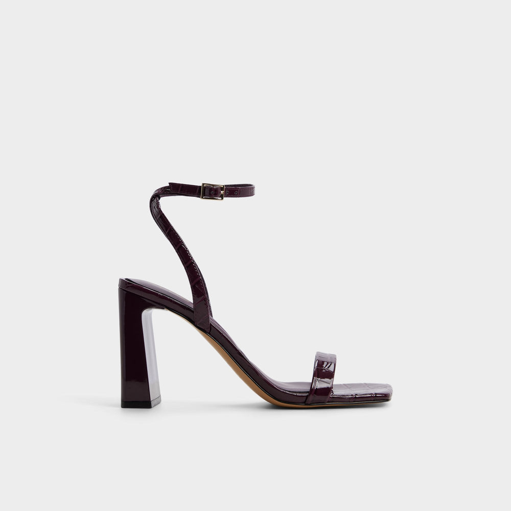 Azzira in Bordo - Strappy heeled sandal, Block heel