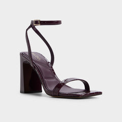 Azzira in Bordo - Strappy heeled sandal, Block heel