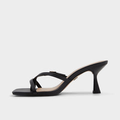 Gannever Black Women's Thong Sandals - Heeled flip flop, Stiletto heel