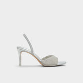 Aitana in Silver - Strappy heeled sandal, Stiletto heel