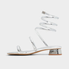 Spinna in Silver - Strappy sandal, Block heel