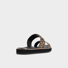 Lagoon Brown Multi Women's Flats - Strappy flat sandal, Footbed sandal