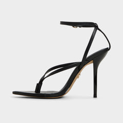 Abyfindley Black Women's Strappy sandals - Heeled flip flop, Stiletto heel