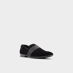 Asaria Open Black Leather Suede Men's Loafers & Slip-Ons - Loafer