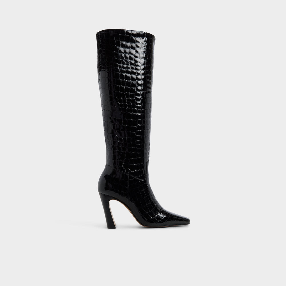 Vivienna in Black - Knee-high boot, Block heel