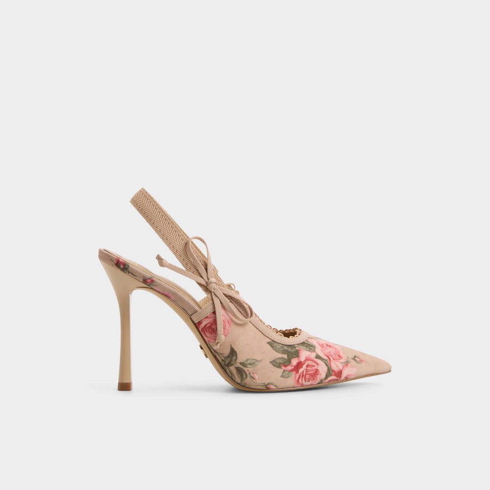 Hennie in Beige Combo 14190601 - Sling back high heel, Stiletto heel