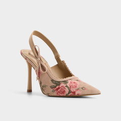 Hennie in Beige Combo 14190601 - Sling back high heel, Stiletto heel