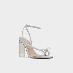 Pepela in White - Strappy heeled sandal, Block heel