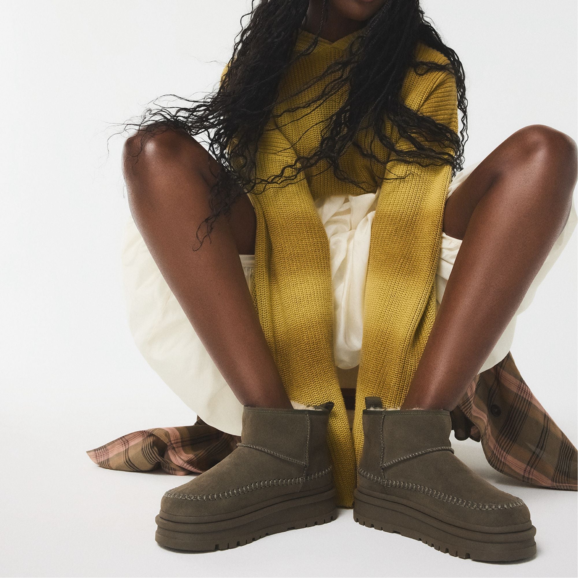 Milanie in Dark Green - Ankle boot, Lug sole
