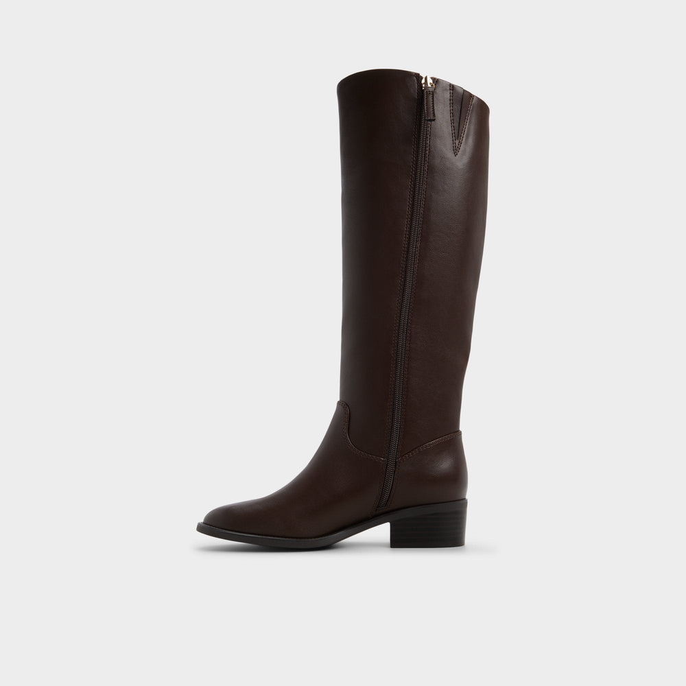 Kaydienh in Dark Brown - Knee-high boot, Block heel