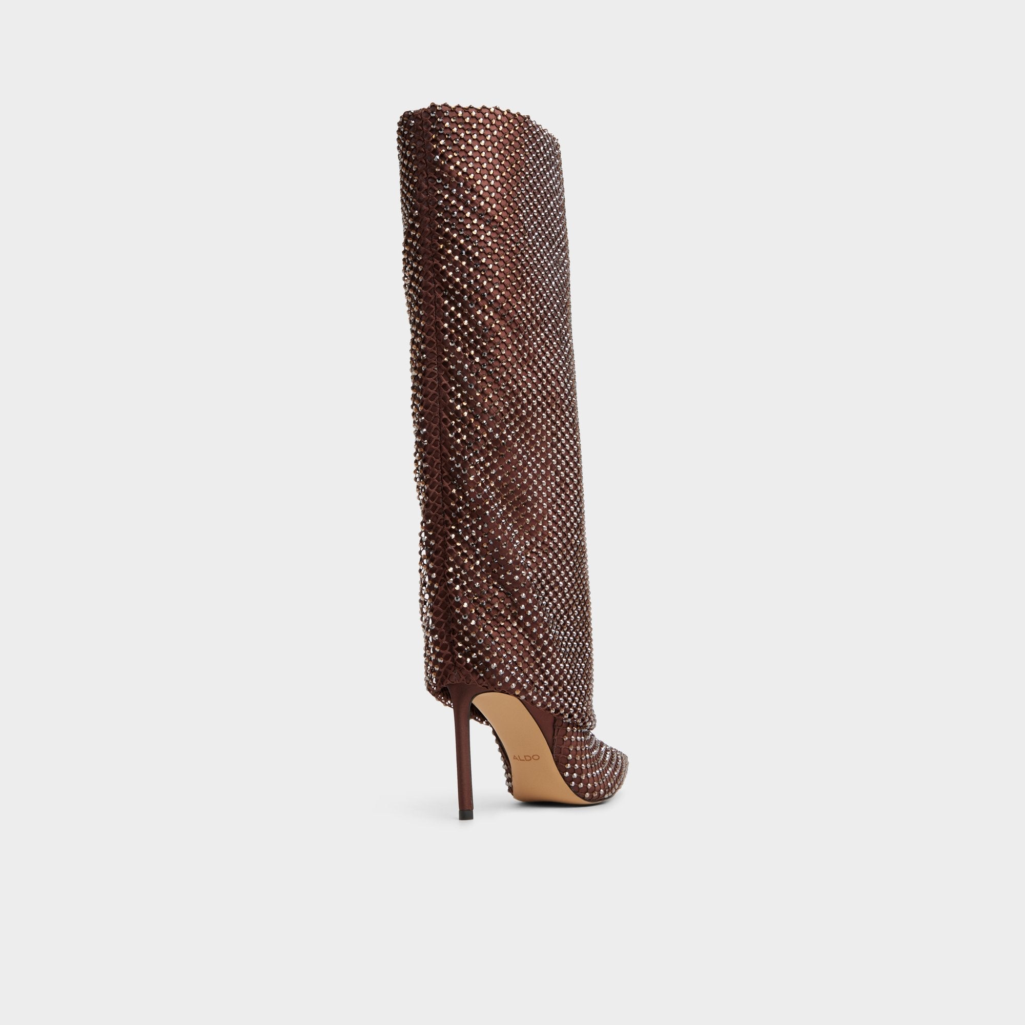 Livydalia in Dark Brown - Knee-high boot, Stiletto heel