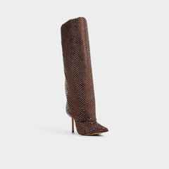 Livydalia in Dark Brown - Knee-high boot, Stiletto heel