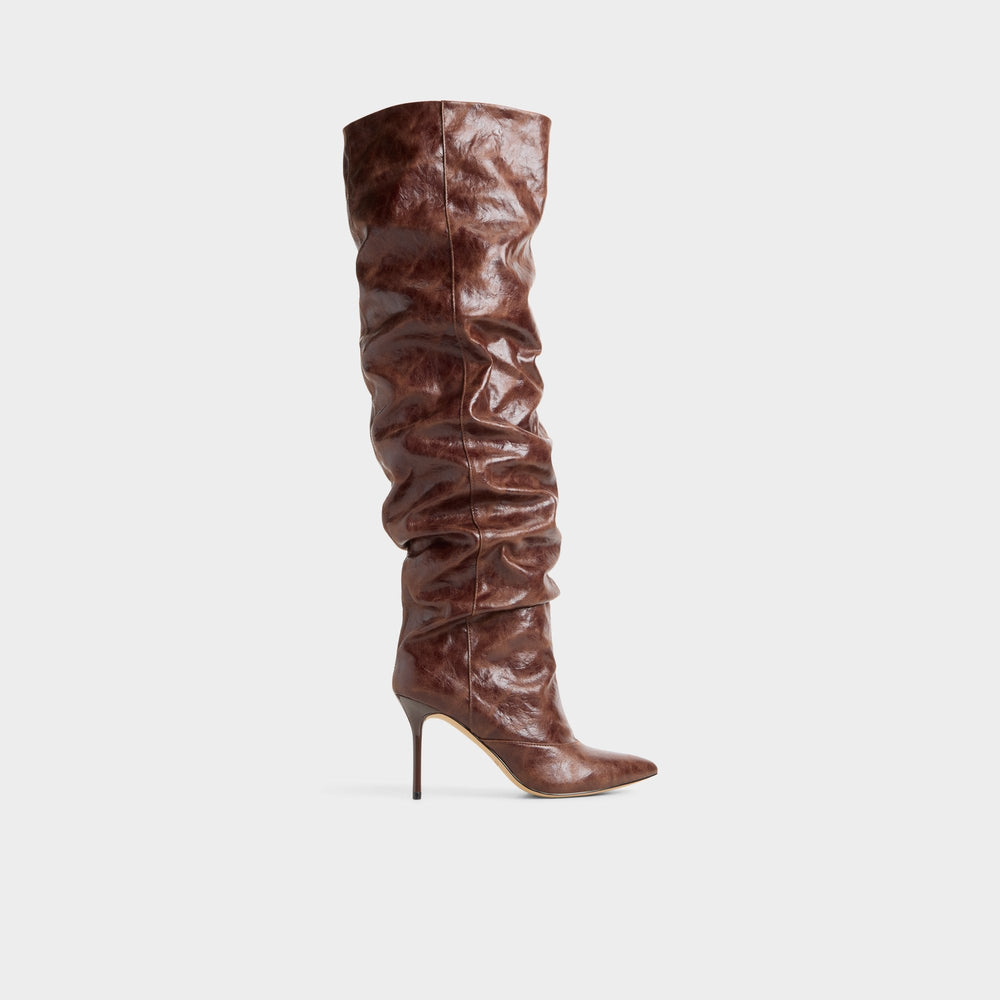 Daroba in Dark Brown - Over-the-knee boot, Stiletto heel