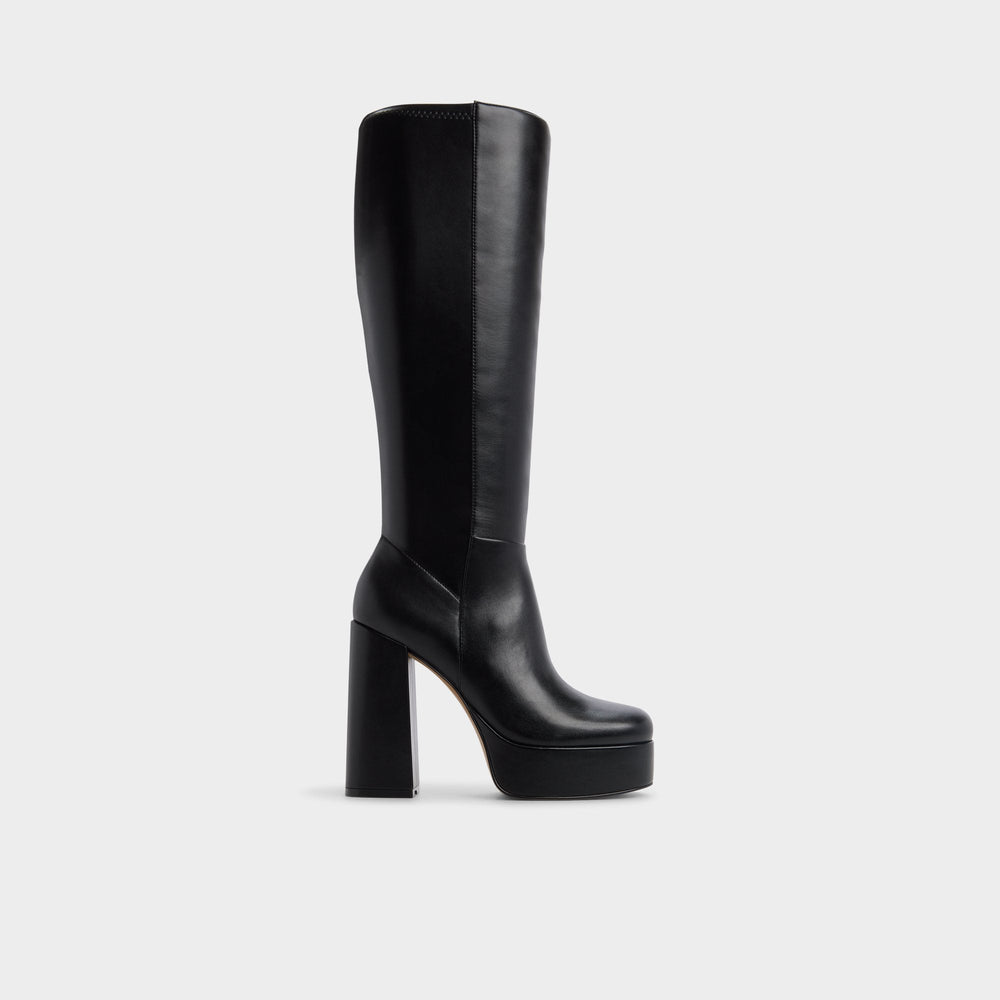 Albie in Wc Black - Knee-high boot, Platform