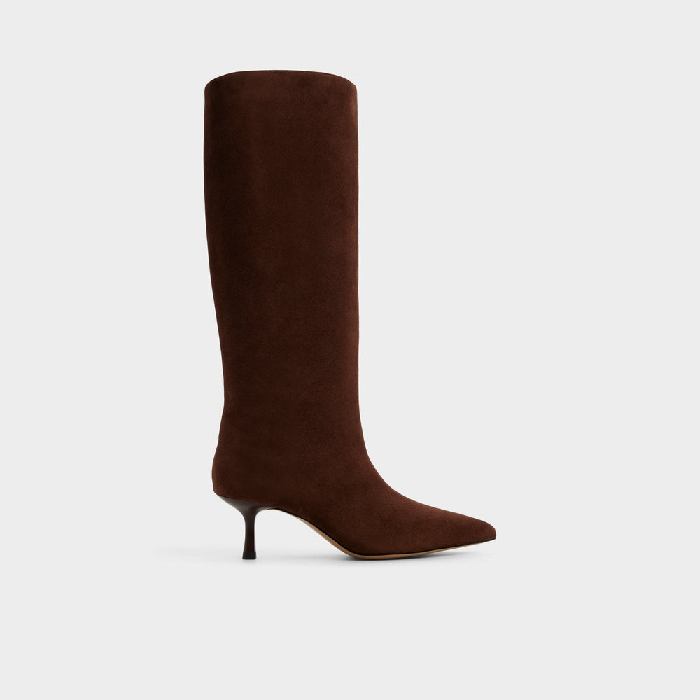 Selora in Dark Brown - Knee-high boot, Stiletto heel