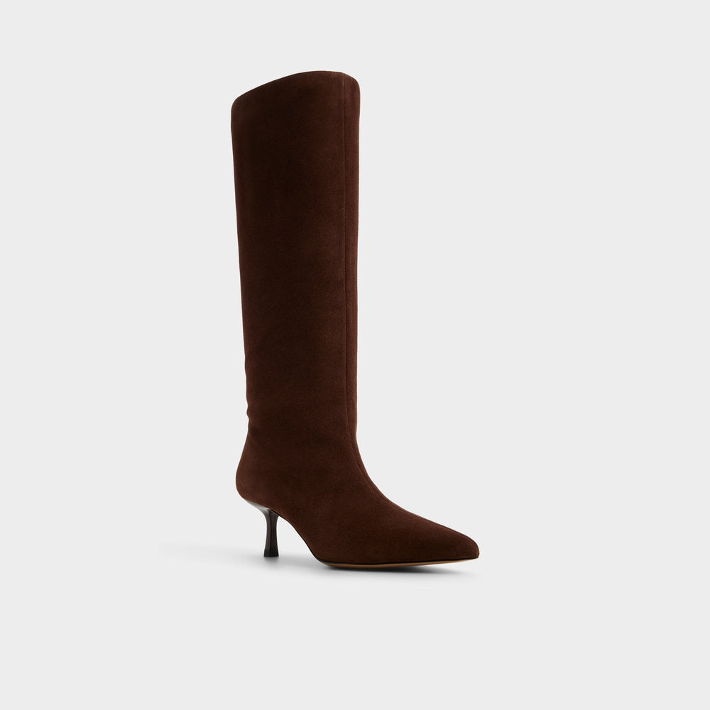 Selora in Dark Brown - Knee-high boot, Stiletto heel