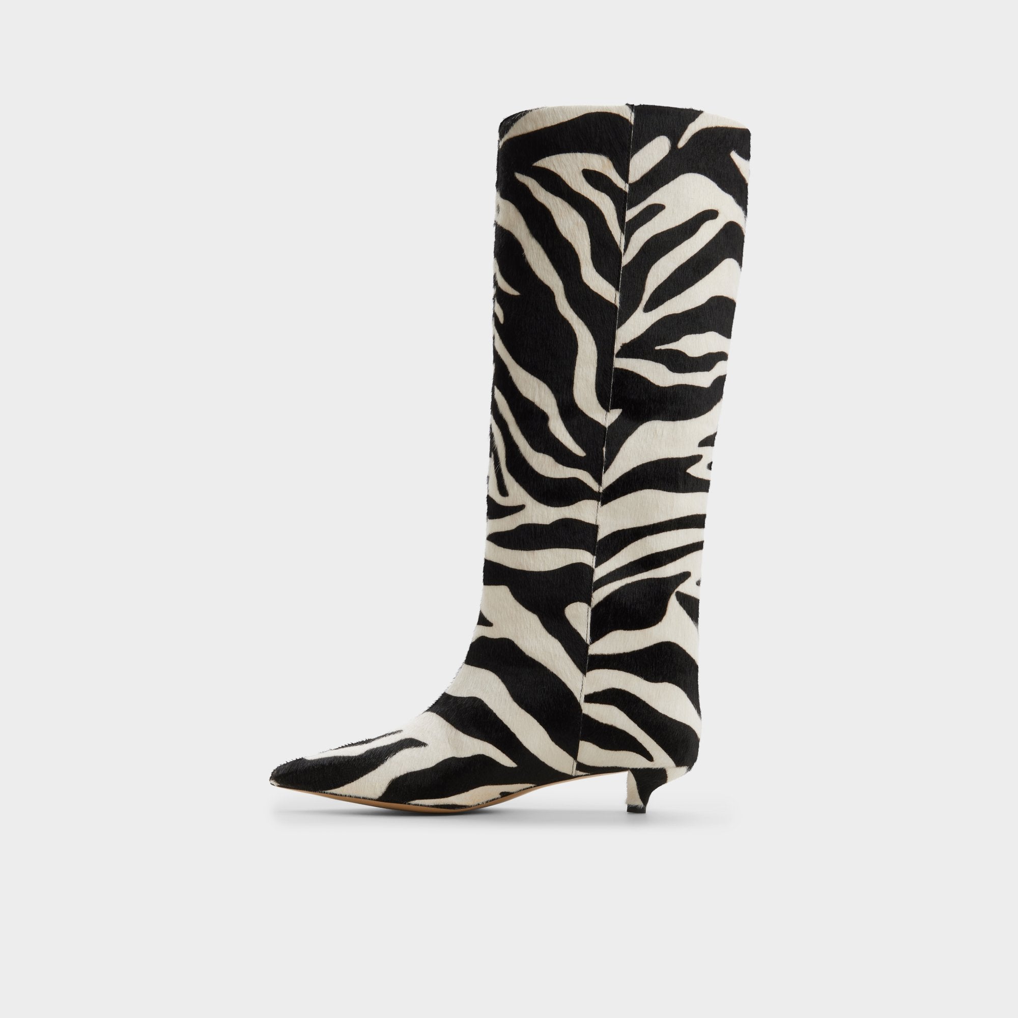 Gabelia in White Black - Knee-high boot, Kitten heel