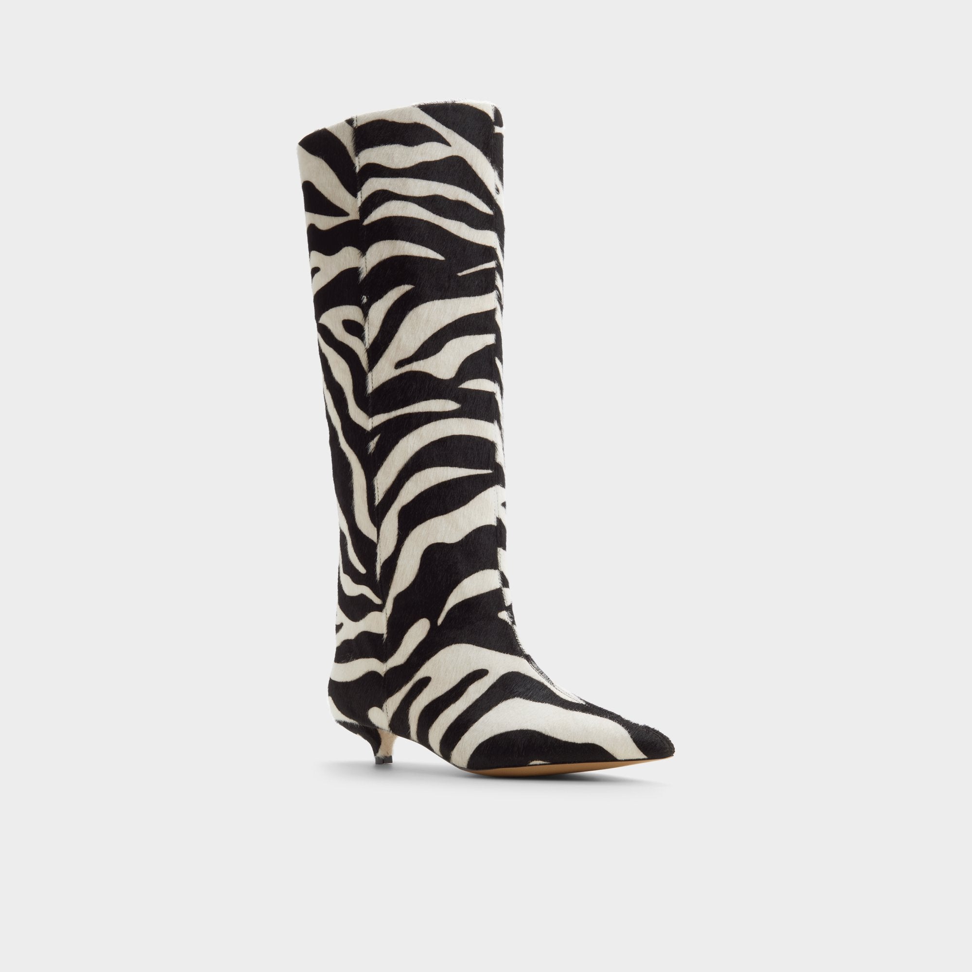 Gabelia in White Black - Knee-high boot, Kitten heel