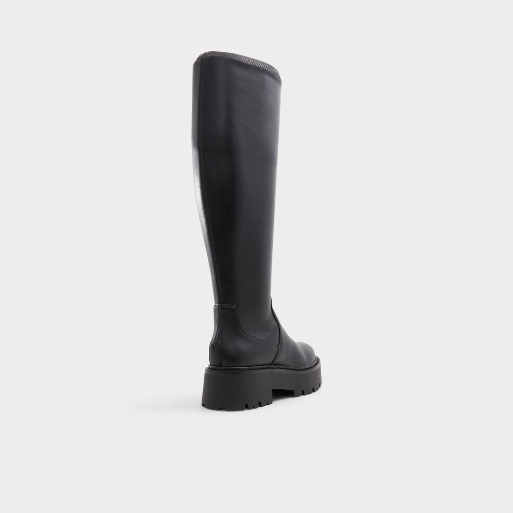Carelden Black Women's Tall Boots - Knee-high boot, Lug sole