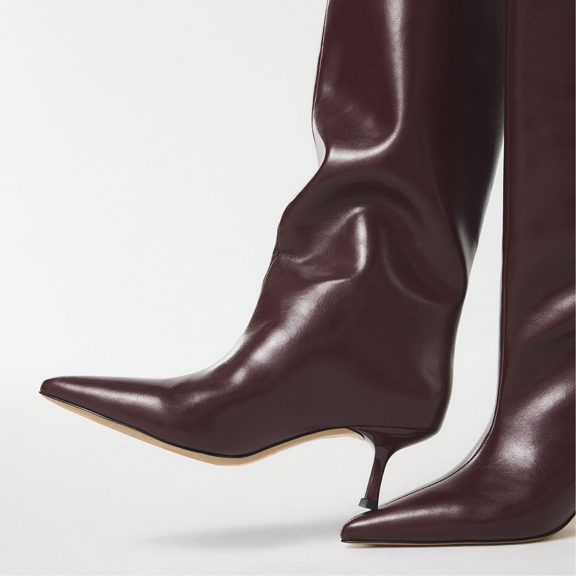 Selora in Burgundy - Knee-high boot, Stiletto heel
