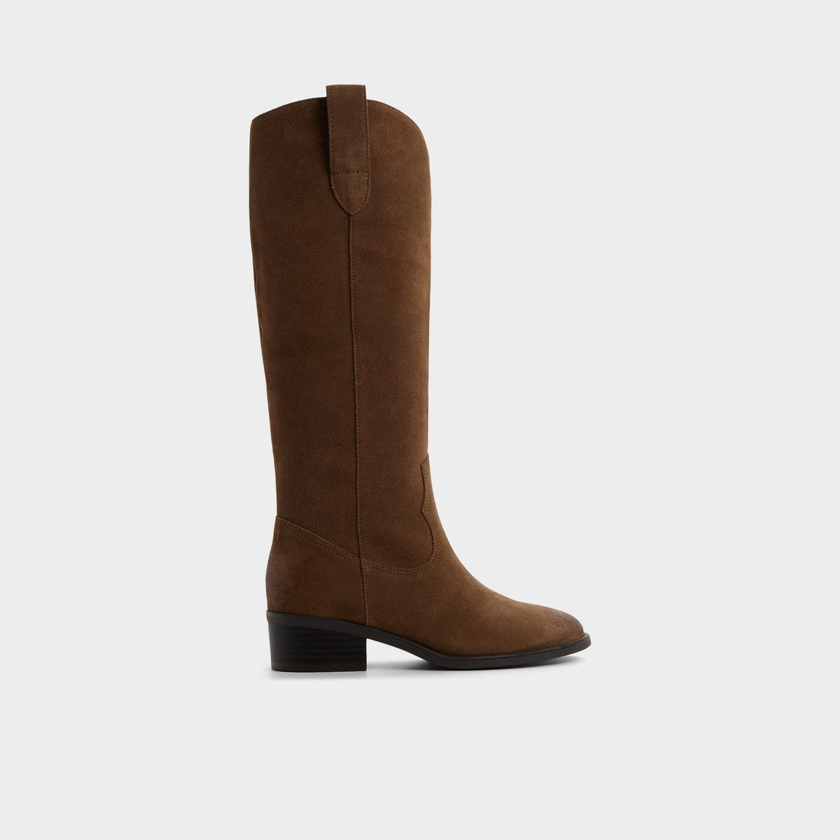 Kaydia in Dark Brown - Knee-high western boot, Block heel