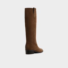 Kaydia in Dark Brown - Knee-high western boot, Block heel