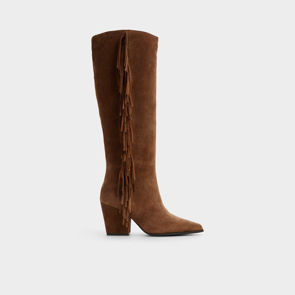 Kaelya in Dark Brown - Knee-high boot, Block heel