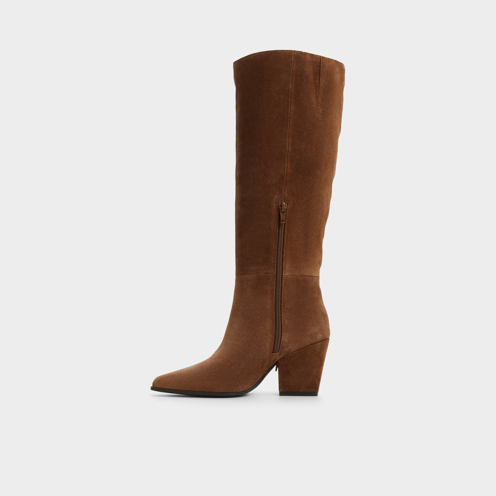 Kaelya in Dark Brown - Knee-high boot, Block heel