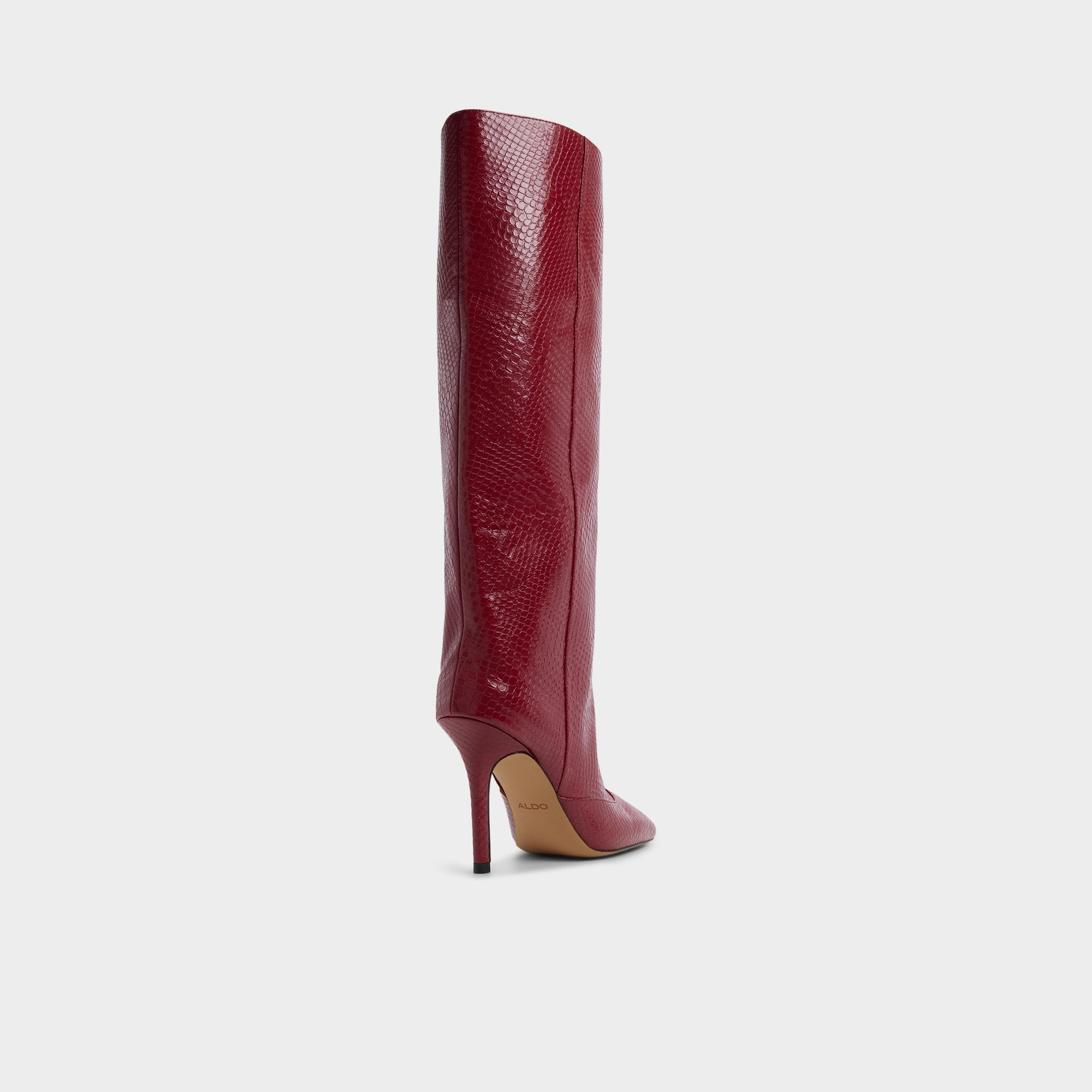 Aleena in Dark Red - Knee-high boot, Stiletto heel