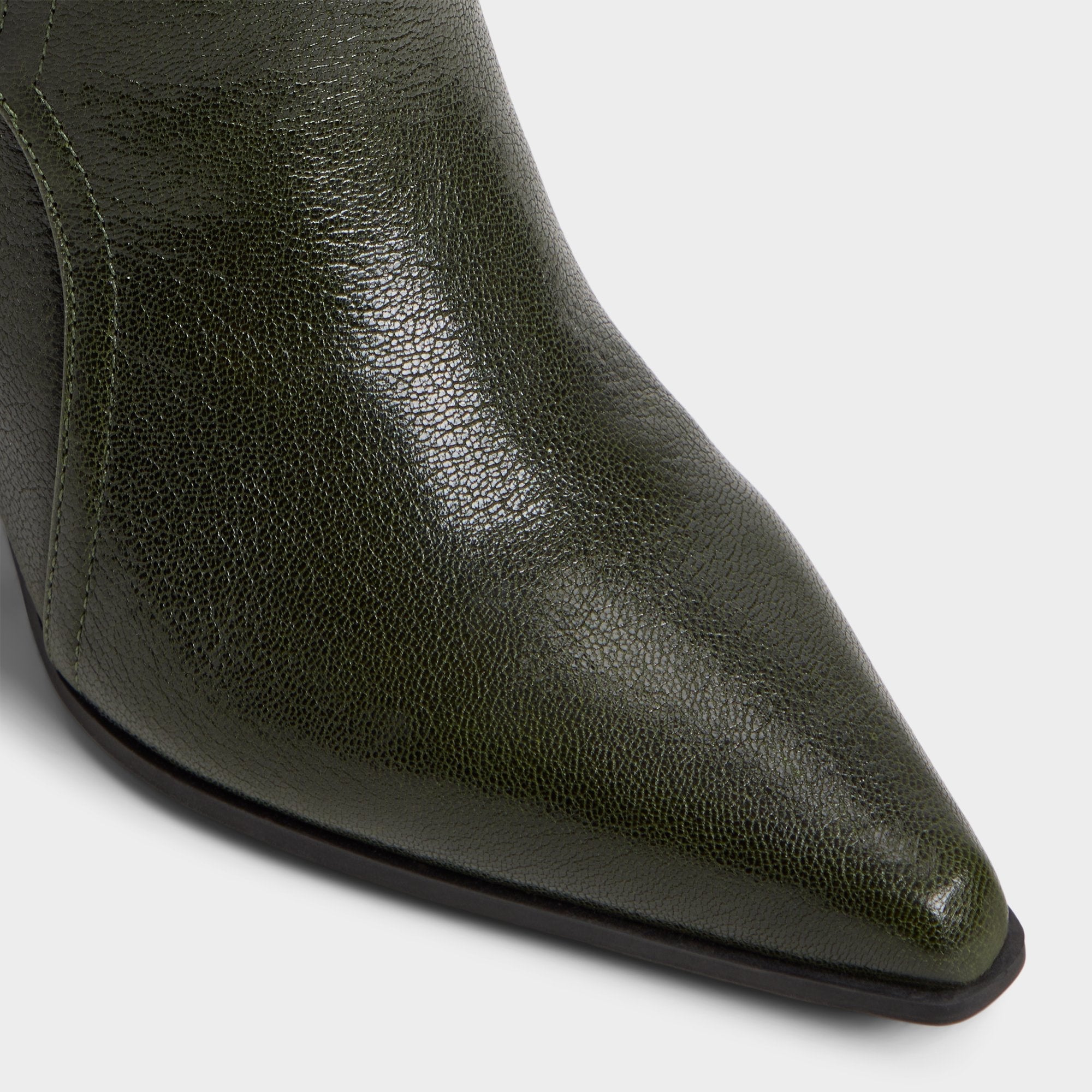 Saddle in Dark Green - Knee-high boot, Block heel